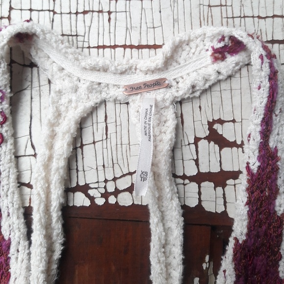 Free People knit racer back tank white and pink xs - Picture 7 of 8